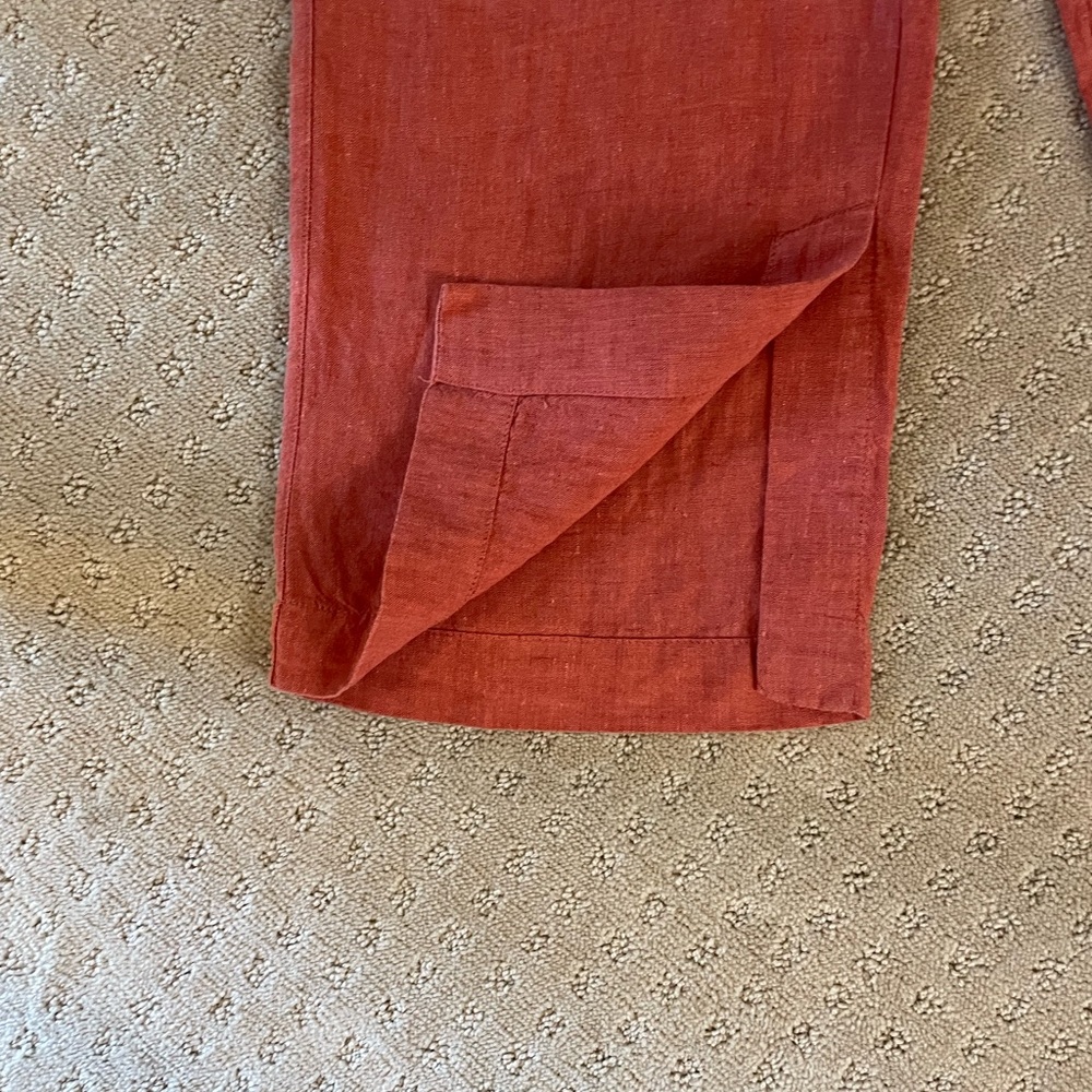 Athleta Retreat 100% Linen High Rise Wide Leg Pant,  Terracotta, Sz Small - Picture 9 of 16